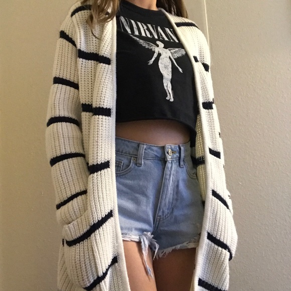Sweaters - White & Black Cardigan